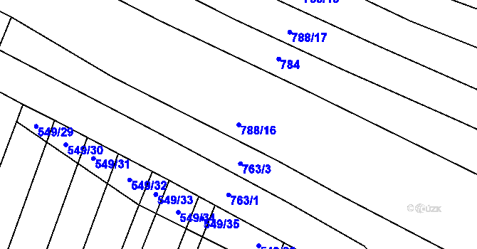 Parcela st. 788/16 v KÚ Orlovice, Katastrální mapa