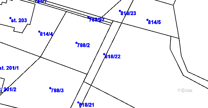 Parcela st. 818/22 v KÚ Orlovice, Katastrální mapa