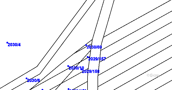 Parcela st. 2030/69 v KÚ Orlovice, Katastrální mapa
