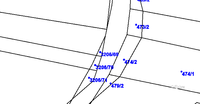 Parcela st. 3206/69 v KÚ Orlovice, Katastrální mapa