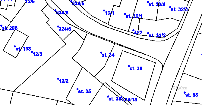 Parcela st. 34 v KÚ Ořech, Katastrální mapa