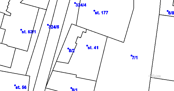 Parcela st. 41 v KÚ Ořech, Katastrální mapa