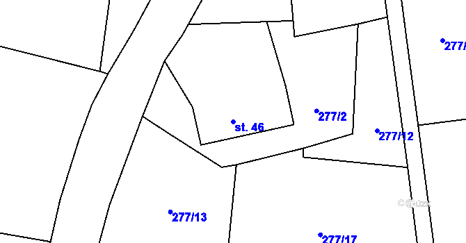 Parcela st. 46 v KÚ Ořech, Katastrální mapa