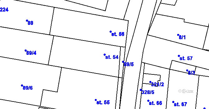 Parcela st. 54 v KÚ Ořech, Katastrální mapa
