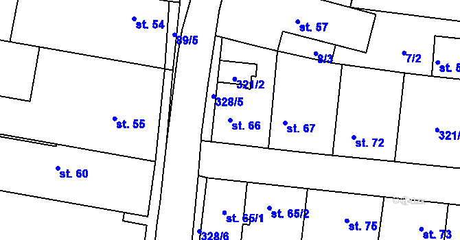Parcela st. 66 v KÚ Ořech, Katastrální mapa