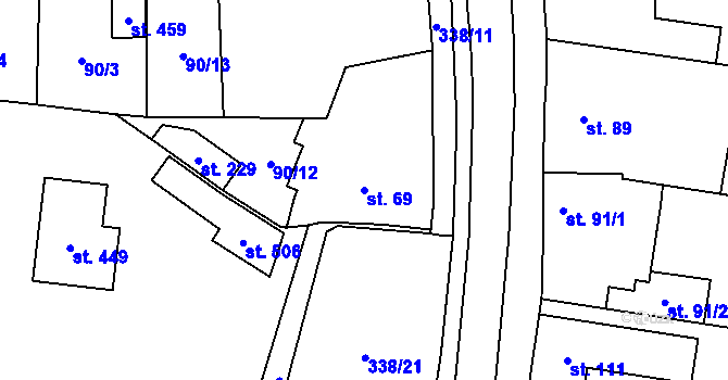 Parcela st. 69 v KÚ Ořech, Katastrální mapa