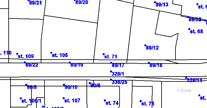 Parcela st. 71 v KÚ Ořech, Katastrální mapa