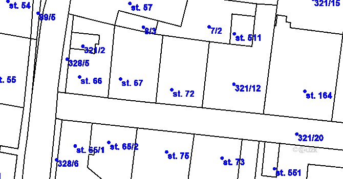 Parcela st. 72 v KÚ Ořech, Katastrální mapa