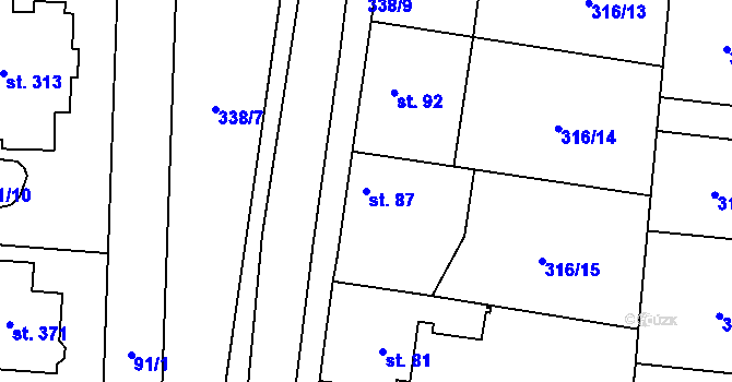 Parcela st. 87 v KÚ Ořech, Katastrální mapa