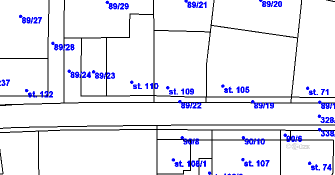 Parcela st. 109 v KÚ Ořech, Katastrální mapa