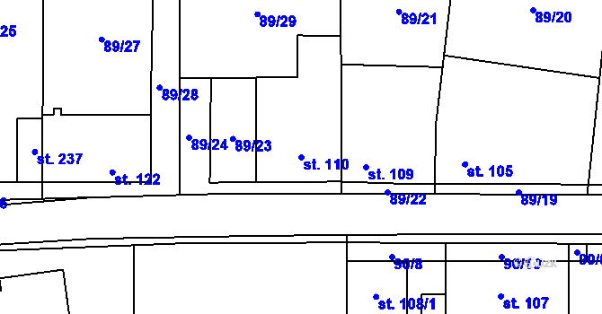 Parcela st. 110 v KÚ Ořech, Katastrální mapa
