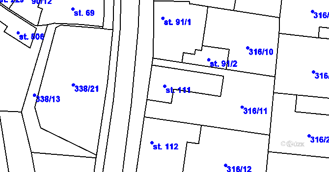 Parcela st. 111 v KÚ Ořech, Katastrální mapa