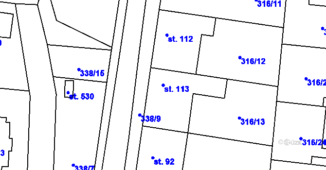 Parcela st. 113 v KÚ Ořech, Katastrální mapa