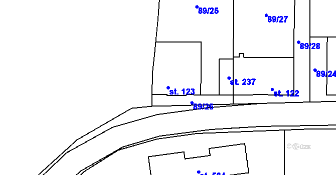 Parcela st. 123 v KÚ Ořech, Katastrální mapa