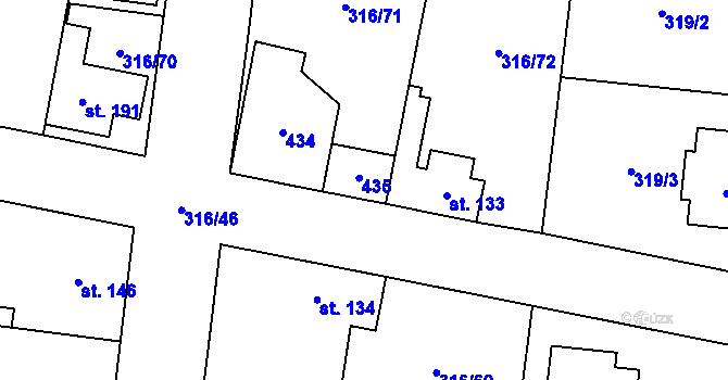 Parcela st. 132/2 v KÚ Ořech, Katastrální mapa