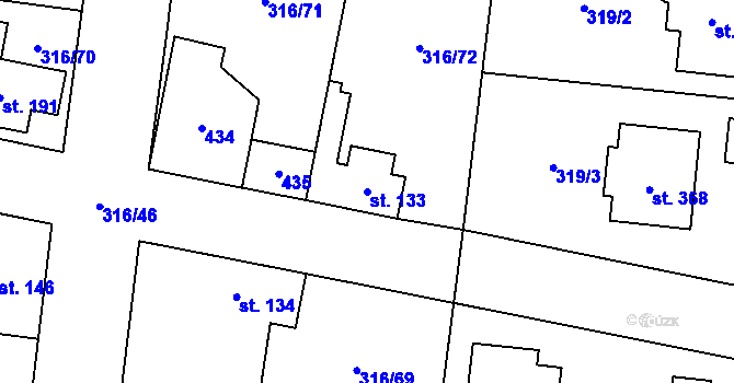 Parcela st. 133 v KÚ Ořech, Katastrální mapa