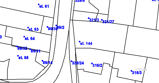 Parcela st. 144 v KÚ Ořech, Katastrální mapa