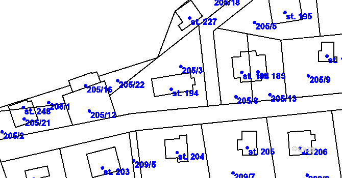 Parcela st. 194 v KÚ Ořech, Katastrální mapa