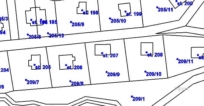 Parcela st. 207 v KÚ Ořech, Katastrální mapa