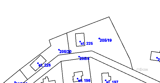 Parcela st. 225 v KÚ Ořech, Katastrální mapa