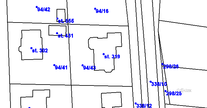 Parcela st. 319 v KÚ Ořech, Katastrální mapa