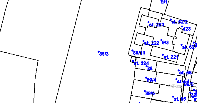 Parcela st. 85/3 v KÚ Ořech, Katastrální mapa
