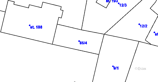 Parcela st. 85/4 v KÚ Ořech, Katastrální mapa