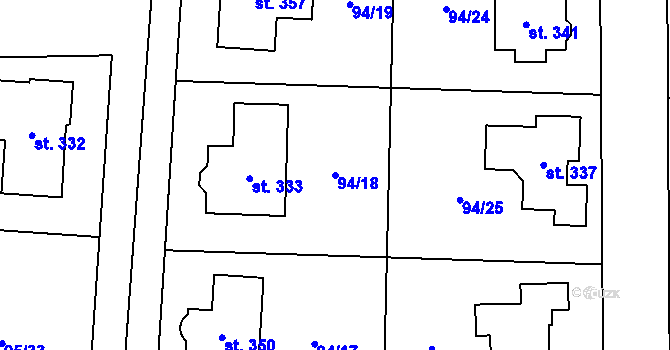 Parcela st. 94/18 v KÚ Ořech, Katastrální mapa
