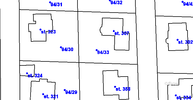 Parcela st. 94/33 v KÚ Ořech, Katastrální mapa