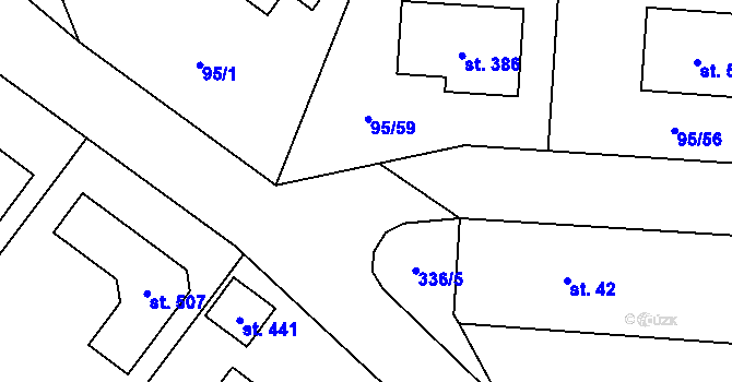 Parcela st. 95/60 v KÚ Ořech, Katastrální mapa