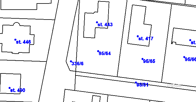 Parcela st. 95/64 v KÚ Ořech, Katastrální mapa