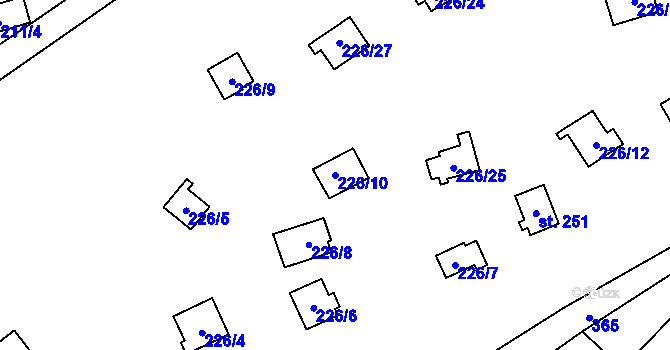 Parcela st. 226/10 v KÚ Ořech, Katastrální mapa