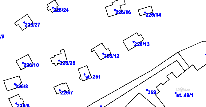 Parcela st. 226/12 v KÚ Ořech, Katastrální mapa