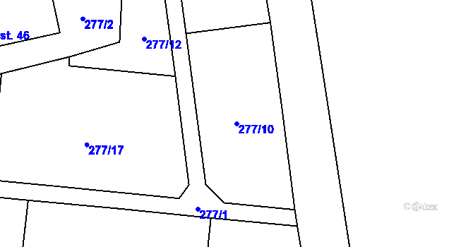Parcela st. 277/10 v KÚ Ořech, Katastrální mapa