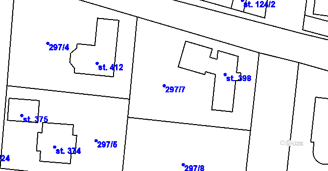 Parcela st. 297/7 v KÚ Ořech, Katastrální mapa