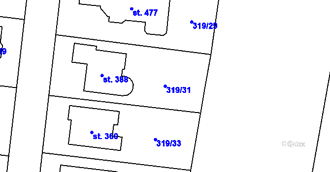 Parcela st. 319/31 v KÚ Ořech, Katastrální mapa