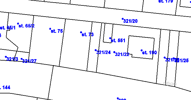 Parcela st. 321/24 v KÚ Ořech, Katastrální mapa