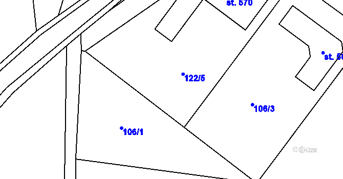 Parcela st. 106/2 v KÚ Ořech, Katastrální mapa