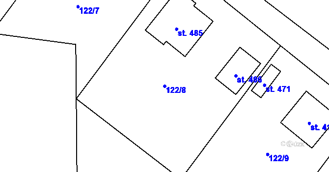 Parcela st. 122/8 v KÚ Ořech, Katastrální mapa