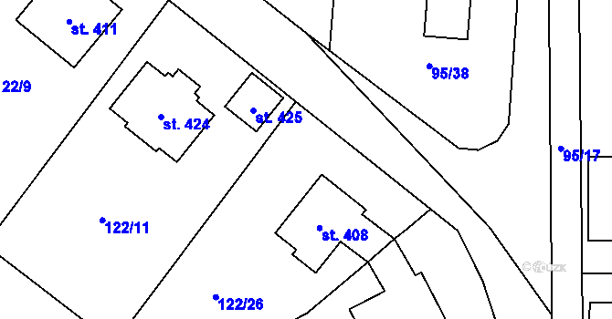 Parcela st. 122/21 v KÚ Ořech, Katastrální mapa
