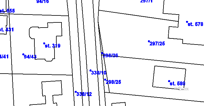 Parcela st. 298/26 v KÚ Ořech, Katastrální mapa