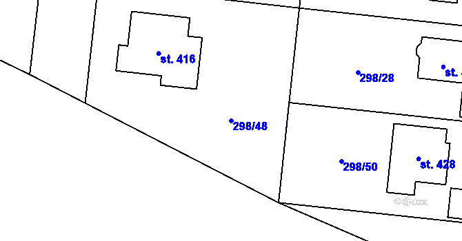 Parcela st. 298/48 v KÚ Ořech, Katastrální mapa