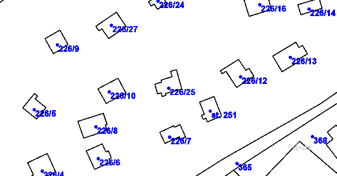 Parcela st. 226/25 v KÚ Ořech, Katastrální mapa
