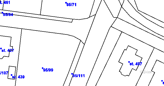 Parcela st. 95/112 v KÚ Ořech, Katastrální mapa
