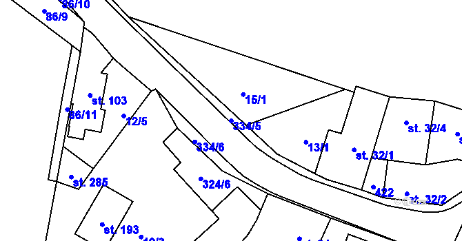 Parcela st. 334/5 v KÚ Ořech, Katastrální mapa