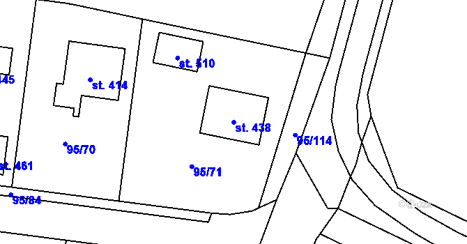 Parcela st. 438 v KÚ Ořech, Katastrální mapa