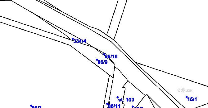 Parcela st. 86/10 v KÚ Ořech, Katastrální mapa