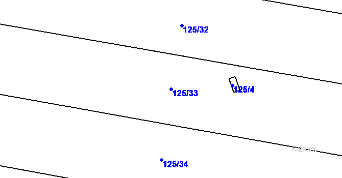 Parcela st. 125/33 v KÚ Ořech, Katastrální mapa