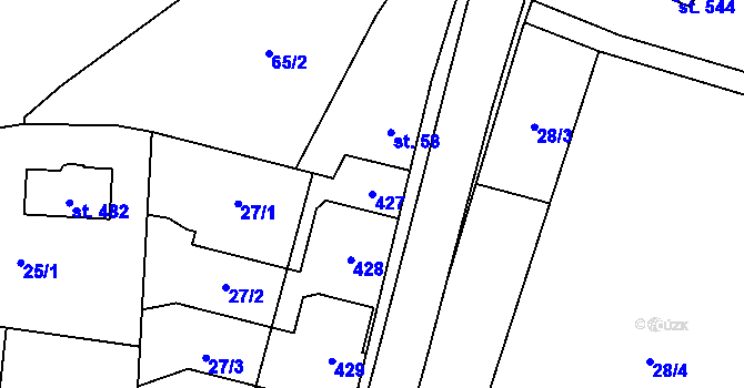 Parcela st. 427 v KÚ Ořech, Katastrální mapa