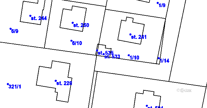 Parcela st. 533 v KÚ Ořech, Katastrální mapa